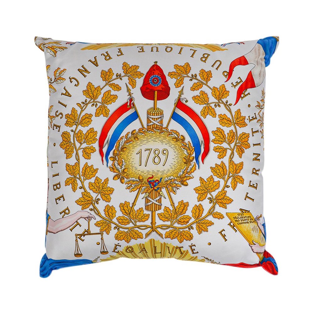 Hermes Liberte Egalite Fraternite 1789 Republique Francaise Vintage Silk Pillow